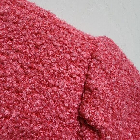 Milly Coat Women Sz 4 Pink Wool Silk Blend Double Breasted Button Lined Textured - Picture 4 of 13